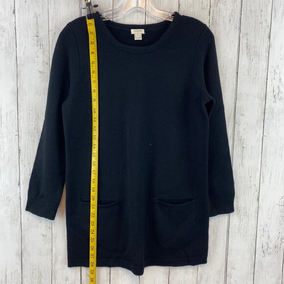 J. Crew Black Merino Wool 3/4 Sleeve Pocket Tunic Sweater C8696 Size Small - Picture 5 of 10
